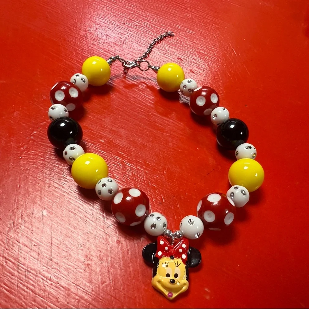 MINNIE MOUSE JEWELRY 2 necklaces and one bracelet